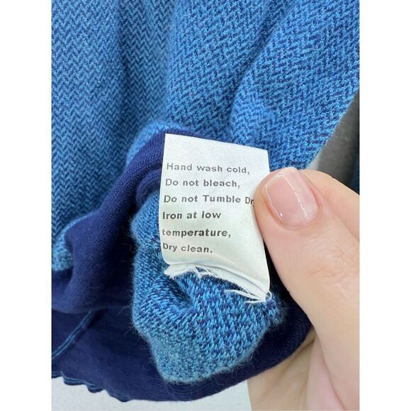 Robert Talbott Mens Blue Merino Wool Made in Italy Knitted Pullover Sweater Smal - Picture 8 of 8